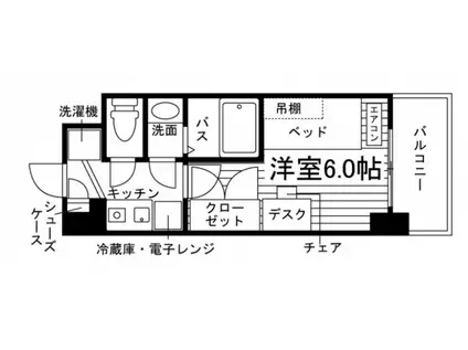 学生会館 ASPERORE茨木宇野辺(1K/1階)の間取り写真