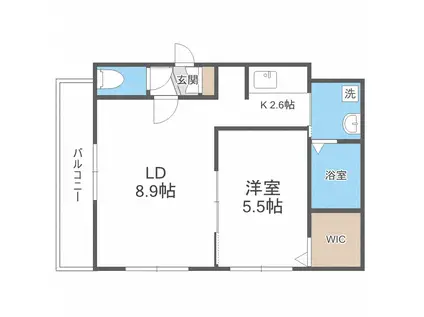 A BOND学園前 B棟(1LDK/2階)の間取り写真