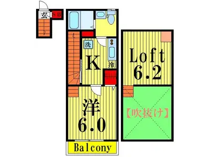 アリアーテ(1K/2階)の間取り写真
