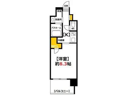 LE PONT DE CIEL NISHIKASUMICHO(1K/6階)の間取り写真