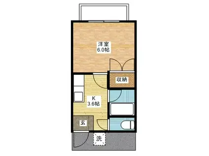 シャトーエクレール(1K/2階)の間取り写真