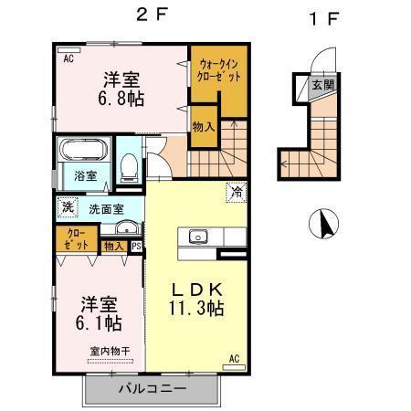 セジュールSAITOU A棟(2LDK/2階)の間取り写真