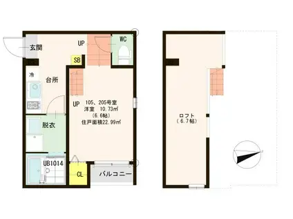 ハーモニーテラス三百人町III(1K/1階)の間取り写真