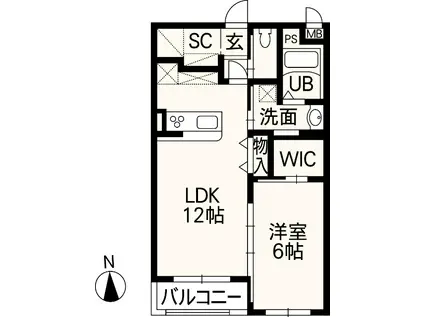 ホワイトステージ・熊本西(1LDK/2階)の間取り写真