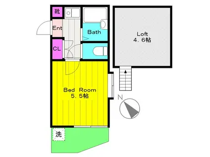メイプルハウス(1K/1階)の間取り写真