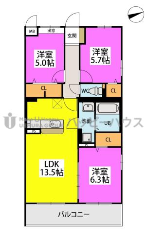 REPOS KASUGA(3LDK/3階)の間取り写真