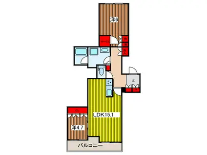 大宮スカイ&スクエア ザ・タワー(2LDK/11階)の間取り写真