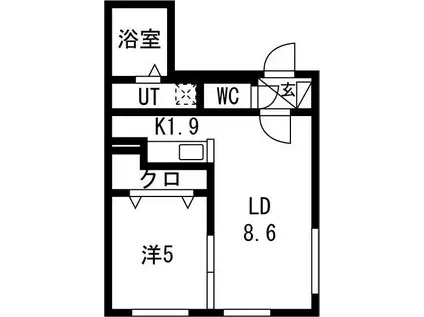 ALPHA琴似PREMIER(1LDK/3階)の間取り写真