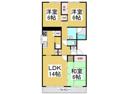 レジデンス渚(3LDK/3階)の間取り写真