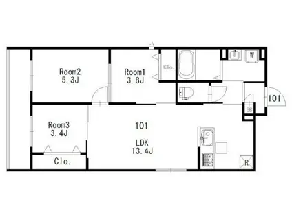 RESORTE(3LDK/1階)の間取り写真