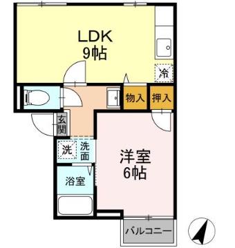 ヴェルドミール(1LDK/1階)の間取り写真