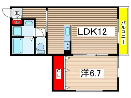 ミユキファースト(1LDK/2階)の間取り写真