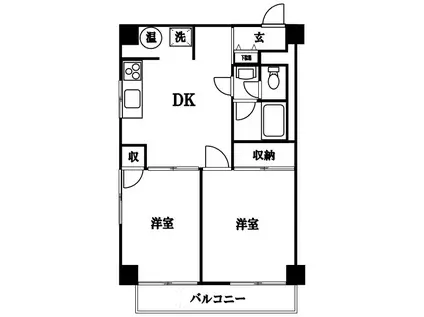 ラフィネ新宿(2DK/4階)の間取り写真
