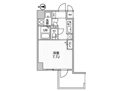 LA DOUCEUR江坂II(1K/4階)の間取り写真