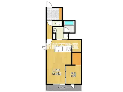 O・フレア A棟(1LDK/1階)の間取り写真