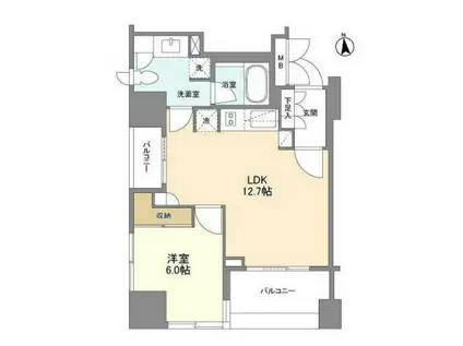 ラサンテ麻布十番(1LDK/6階)の間取り写真