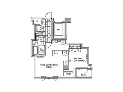 パークハビオ日本橋蛎殻町(1LDK/7階)の間取り写真