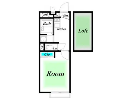 レオパレスクラージュ(1K/2階)の間取り写真