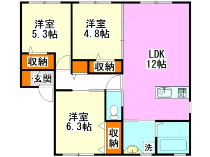 メゾン蛍ヶ丘(2LDK/1階)の間取り写真