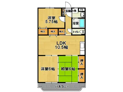 春日カネエーズ(3LDK/2階)の間取り写真