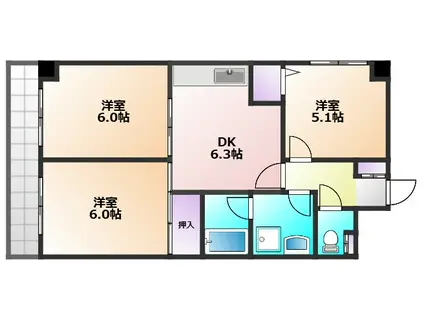 マルメゾン(3DK/4階)の間取り写真