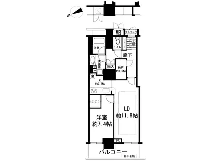 アーバンライフ神戸三宮ザ タワー(1LDK/6階)の間取り写真