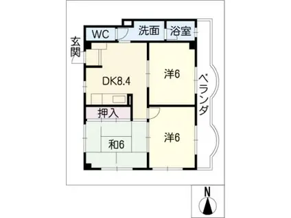 粟野ビル(3DK/2階)の間取り写真