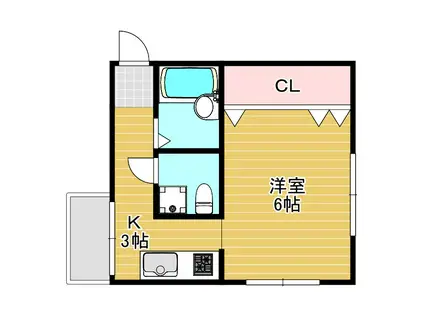 蛍池メゾン都(ワンルーム/3階)の間取り写真