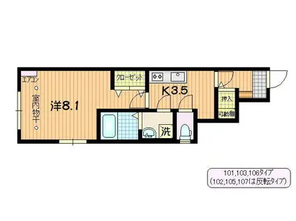 MAISON DE HIDOU D(1K/1階)の間取り写真