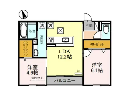 CASA SEON(2LDK/3階)の間取り写真