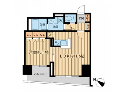 日本橋ファーストレジデンス(1LDK/6階)の間取り写真