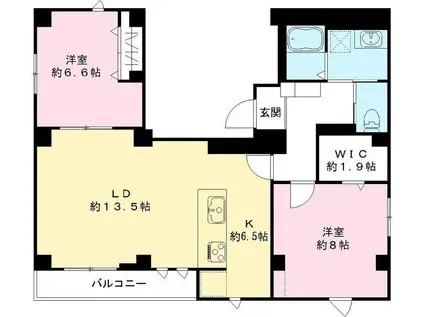 フラッツ平河町 TOKYO ZERO EMISSION HOUSE(2LDK/3階)の間取り写真