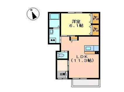 コンフィード本橋(1LDK/1階)の間取り写真