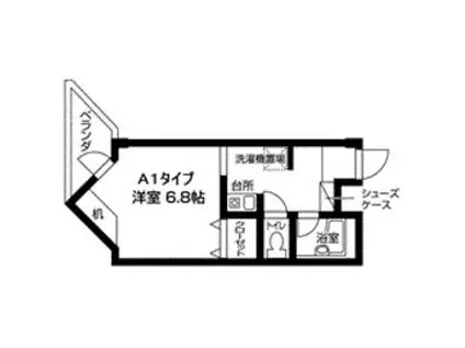 グランメール南江口(1K/4階)の間取り写真