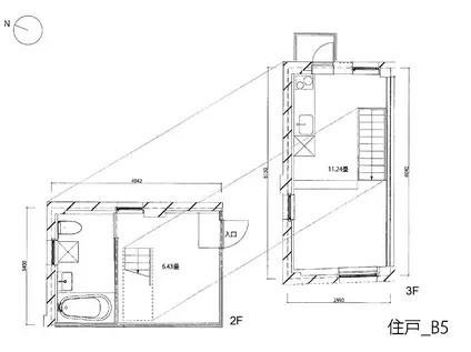 双葉町のアパートメント(1LDK/3階)の間取り写真