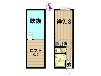 ジーエータウン川崎小倉(ワンルーム/1階)の間取り写真