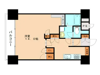 ロードリーR―3(1K/8階)の間取り写真