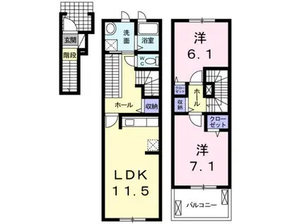 アーバンリーム弐番館(2LDK/2階)の間取り写真