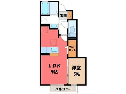 セプトガーデン古市町(1LDK/1階)の間取り写真