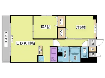 グランシャリオひよどり台(2LDK/1階)の間取り写真