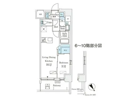 エル・セレーノ横浜(1LDK/4階)の間取り写真