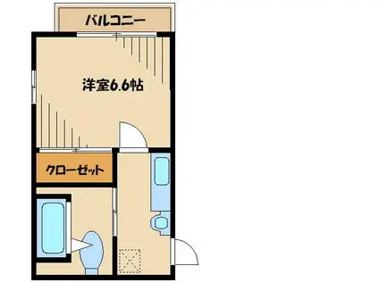 ラスティング相模大野(1K/1階)の間取り写真
