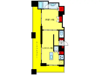 スクエアガーデン池袋(1LDK/11階)の間取り写真