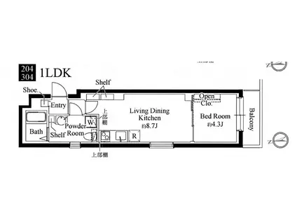 カーサピアッツァ二子玉川(1LDK/2階)の間取り写真