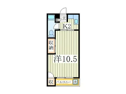 コーポラス旭(1K/4階)の間取り写真