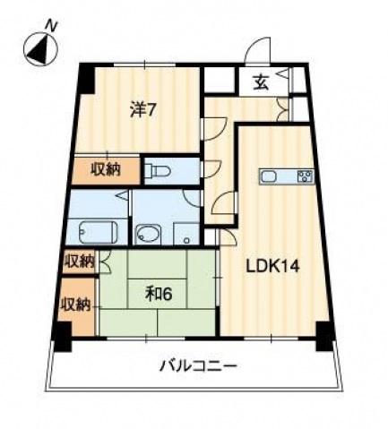 エクセルメゾン岡山(2LDK/8階)の間取り写真