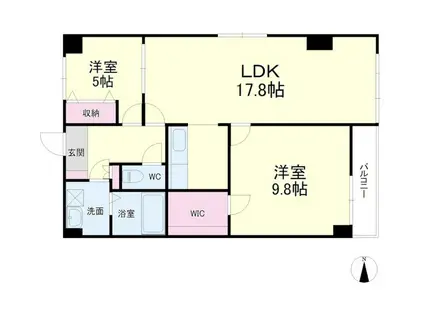 アルコ8(2LDK/2階)の間取り写真