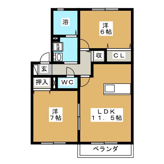 リュミエール(2LDK/1階)の間取り写真