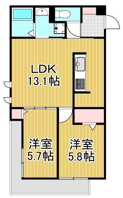 オードリーコート(2LDK/2階)の間取り写真