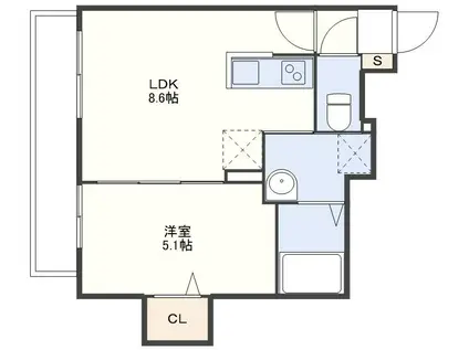 カザ・ド・リリオ(1LDK/3階)の間取り写真